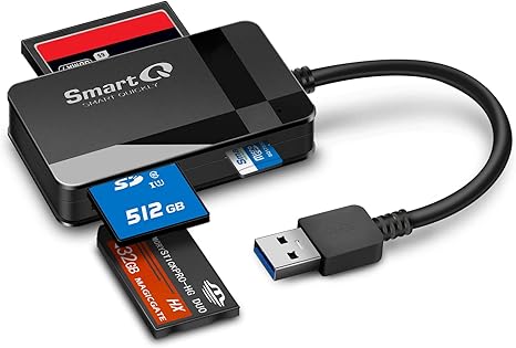 USB 3.0 CF Multi Card Reader - Plug & Play, Compatible with Apple & Windows, Supports SD, Micro SD, MS, CF Cards