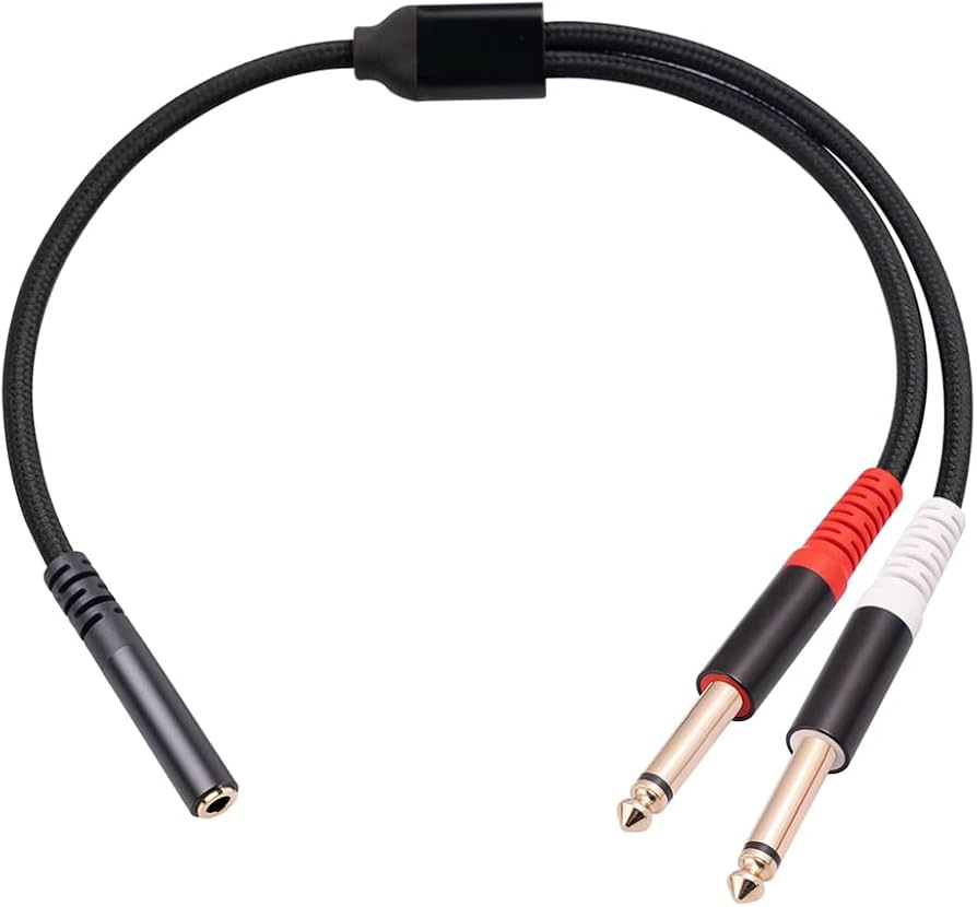 3.5mm to Dual 6.5mm Adapter 3.5mm Audio Aux Cable Double 6.35 quarter inch Mono to Stereo eighth inch 3.5mm Aux Cord