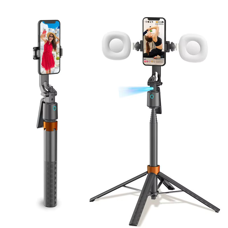 Selfie Stick with 2 LED FILL Lights and Portable Tripod 1.7m